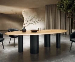 EsstischEdge Oval 280x130x2,5 Eiche Natur Pilier Metall Schwarz Flow- Sofort versandfertig