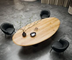 EsstischEdge Oval 280x130x2,5 Eiche Natur Pilier Metall Schwarz Flow- Sofort versandfertig