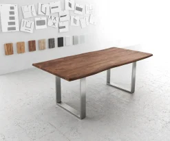EsstischEdge 200x100 Akazie Braun Edelstahl Schmal Live- Sofort versandfertig