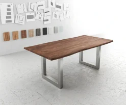 EsstischEdge 200x100 Akazie Braun Edelstahl Breit Live- Sofort versandfertig