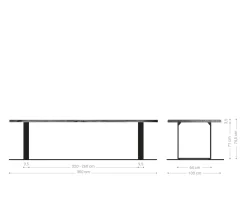 EsstischEdge 300x100 Akazie Braun Edelstahl Schmal Live- Versandfertig ca. 07.11.26