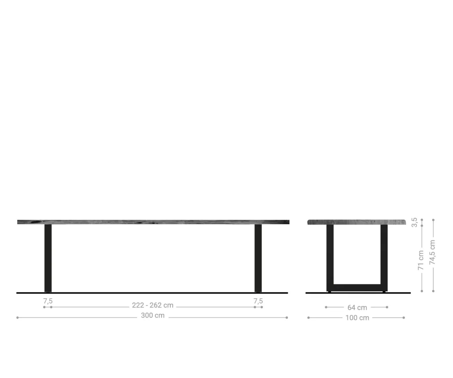EsstischEdge 300x100 Akazie Braun Edelstahl Breit Live- Versandfertig ca. 07.11.26