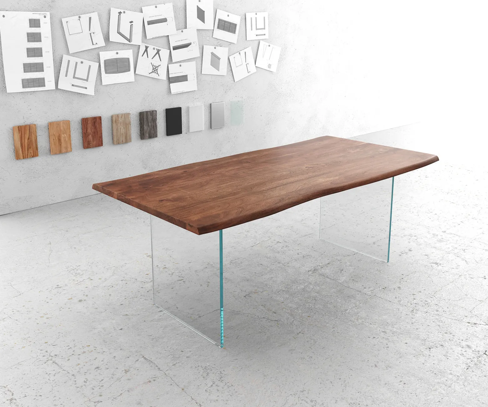 EsstischEdge 200x100 Akazie Braun Glas Live- Sofort versandfertig