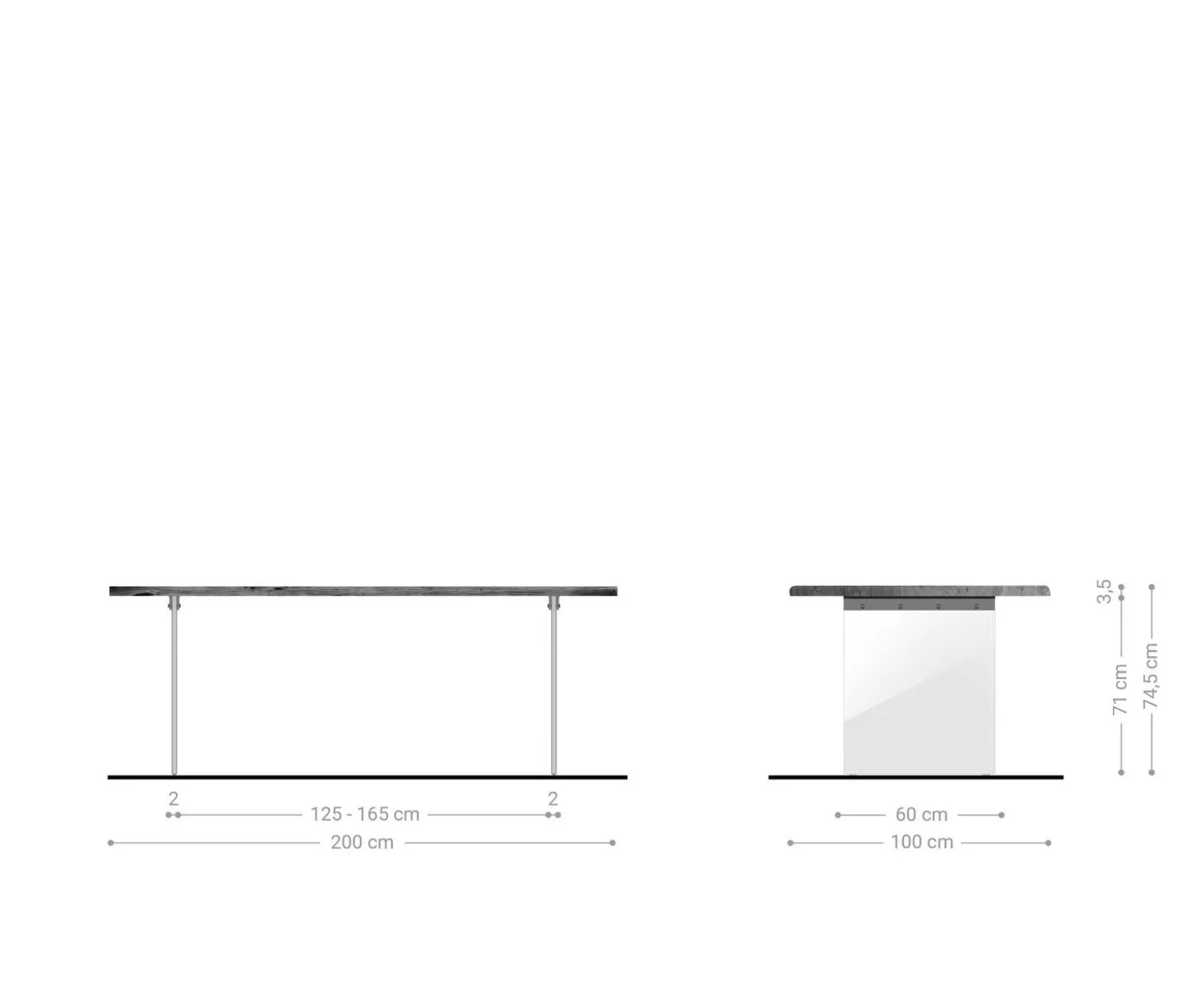 EsstischEdge 200x100 Akazie Braun Glas Live- Sofort versandfertig