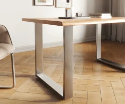 EsstischEdge 140x90 Akazie Natur Edelstahl Schmal Live- Sofort versandfertig