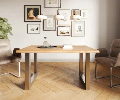EsstischEdge 140x90 Akazie Natur Edelstahl Breit Live- Sofort versandfertig
