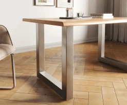 EsstischEdge 140x90 Akazie Natur Edelstahl Breit Live- Sofort versandfertig