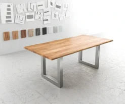 EsstischEdge 200x100 Akazie Natur Edelstahl Breit Live- Sofort versandfertig