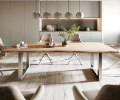 EsstischEdge 260x100 Akazie Natur Edelstahl Breit Live- Sofort versandfertig