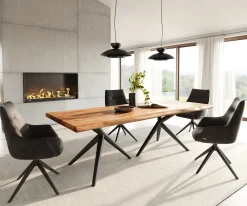 EsstischEdge 240x100 Akazie Natur Estelar rund Metall Schwarz Live- Sofort versandfertig