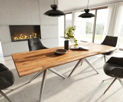 EsstischEdge 240x100 Akazie Natur Estelar rund Edelstahl Live- Sofort versandfertig