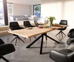 EsstischEdge 260x100 Akazie Natur Kreuzgestell Rechteck Schwarz Live- Sofort versandfertig