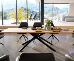 EsstischEdge 260x100 Akazie Natur Kreuzgestell Rechteck Schwarz Live- Sofort versandfertig