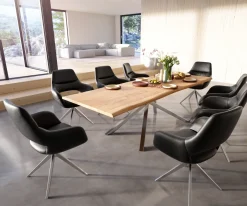 EsstischEdge 260x100 Akazie Natur Kreuzgestell Rechteck Edelstahl Live- Sofort versandfertig
