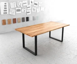 EsstischEdge 200x100 Akazie Natur Metall Schmal schwarz Live- Sofort versandfertig