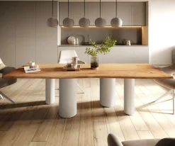 EsstischEdge 260x100 Akazie Natur Pilier Metall Weiß Live- Sofort versandfertig