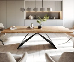 EsstischEdge 260x100 Akazie Natur V-Gestell Flachstahl Schwarz Live- Sofort versandfertig