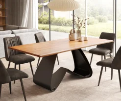 EsstischEdge 200x100 Akazie Natur W-Gestell Metall Schwarz Live- Sofort versandfertig