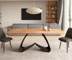 EsstischEdge 200x100 Akazie Natur W-Gestell Metall Schwarz Live- Sofort versandfertig