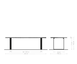 EsstischEdge 260x100 Akazie Platin Edelstahl Schmal Live- Versandfertig ca. 07.11.26