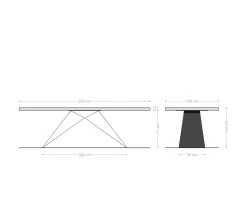 EsstischEdge 260x100 Akazie Platin V-Gestell Flachstahl Schwarz Live- Versandfertig ca. 07.11.26