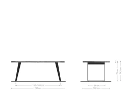 EsstischEdge 200x100cm Akazie Braun Edelstahl Silber schräg Live- Sofort versandfertig