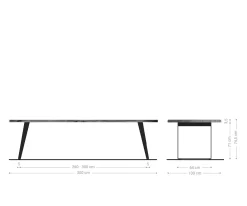 EsstischEdge 300x100cm Akazie Braun Edelstahl Silber schräg Live- Versandfertig ca. 07.11.26