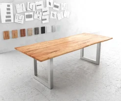 EsstischEdge 240x100cm Akazie Natur Edelstahl breit Live- Sofort versandfertig