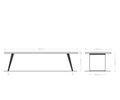 EsstischEdge 300x100cm Akazie Natur Edelstahl Silber schräg Live- Versandfertig ca. 07.11.26