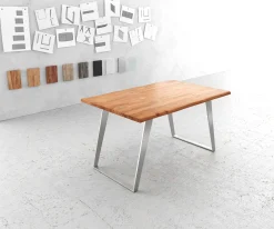 EsstischEdge 140x90cm Akazie Natur Edelstahl Silber schräg Live- Sofort versandfertig