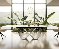 EsstischEdge 200-300x100 cm Keramik Calacatta Luxe Weiß-Gold-Grau Infinity Metall Schwarz ausziehbar Versandfertig ca. 25.09.26