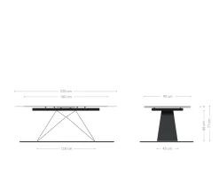 EsstischEdge 180-220x100cm Keramik Laminam®Nero Greco Anthrazit V-Mittelfuß Schwarz ausziehbar Sofort versandfertig