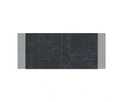 EsstischEdge 180-220x100cm Keramik Laminam®Nero Greco Anthrazit Mittelfuß Flachstahl Silber ausziehbar Sofort versandfertig
