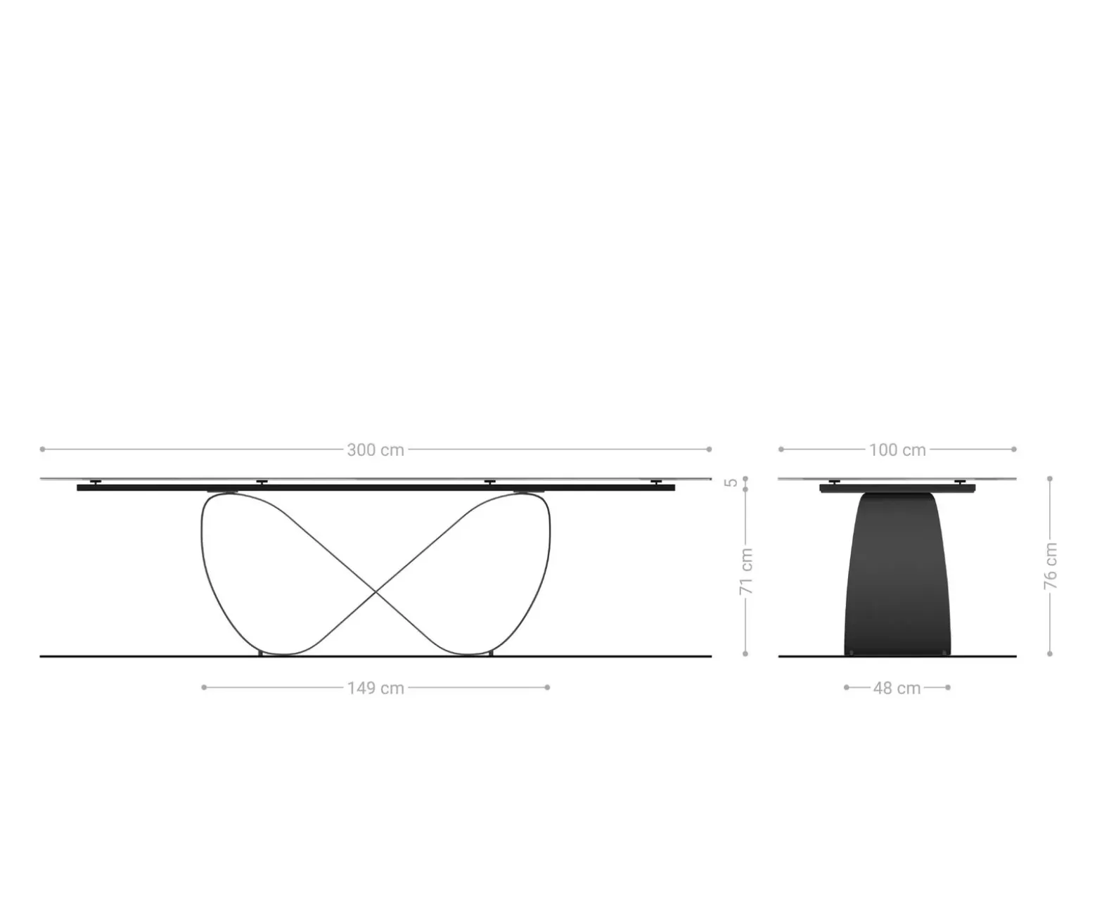 EsstischEdge 300x100cm Keramik Minas Melange Weiß-Beige Infinity Metall Effektfinish Titan Sofort versandfertig