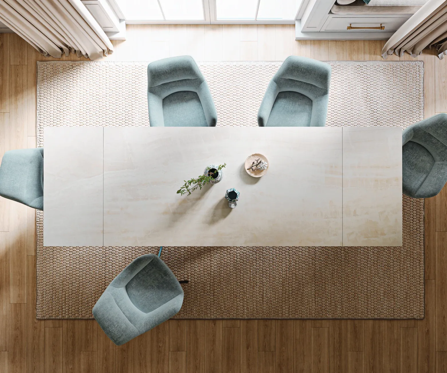 EsstischEdge 200-300x100 cm Keramik Onyx Champagne Kreuzgestell Rechteck Edelstahl Graphit ausziehbar Versandfertig ca. 25.09.26