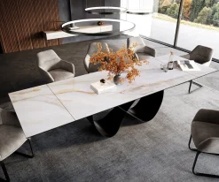 EsstischEdge 200-300x100 cm Keramik Onyx Pearl Infinity Metall Schwarz ausziehbar Versandfertig ca. 25.09.26