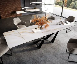 EsstischEdge 200-300x100 cm Keramik Onyx Pearl Spider Flachstahl Schwarz ausziehbar Sofort versandfertig