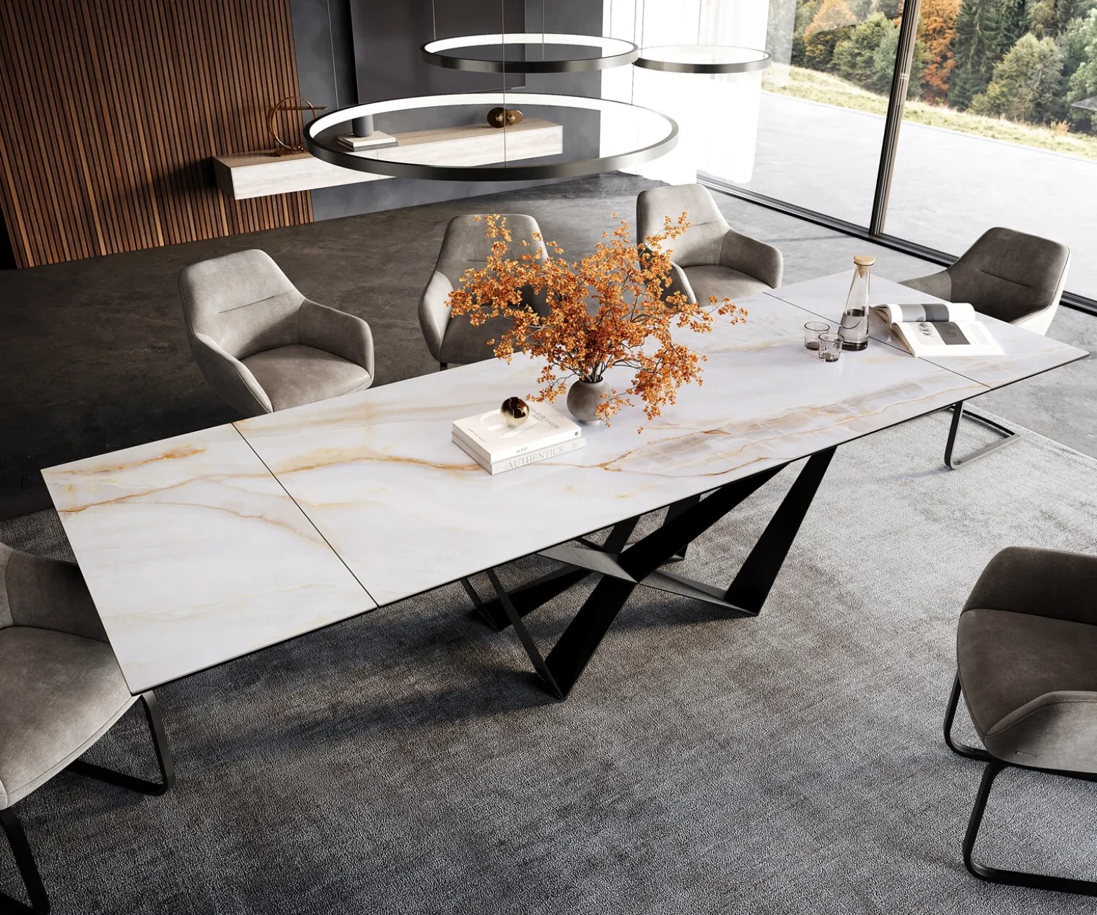 EsstischEdge 200-300x100 cm Keramik Onyx Pearl Spider Flachstahl Schwarz ausziehbar Sofort versandfertig