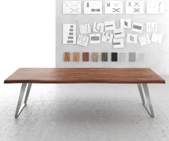 EsstischEdge 300x100cm XL Akazie Braun Edelstahl Silber schräg Live- Versandfertig ca. 07.11.26