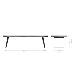 EsstischEdge 300x100cm XL Akazie Braun Edelstahl Silber schräg Live- Versandfertig ca. 07.11.26