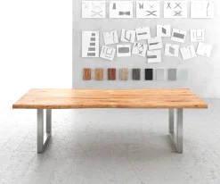 EsstischEdge 280x100cm XL Akazie Natur Edelstahl breit Live- Sofort versandfertig
