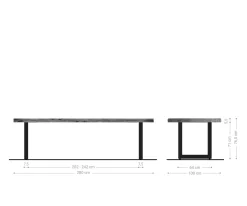 EsstischEdge 280x100cm XL Akazie Natur Edelstahl breit Live- Sofort versandfertig