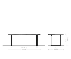EsstischEdge 220x100cm XL Akazie Platin Edelstahl schmal Live- Versandfertig ca. 07.11.26
