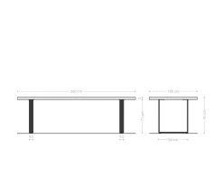 EsstischEdge 260x100 Eiche Natur Edelstahl Schmal Live- Versandfertig ca. 14.11.26