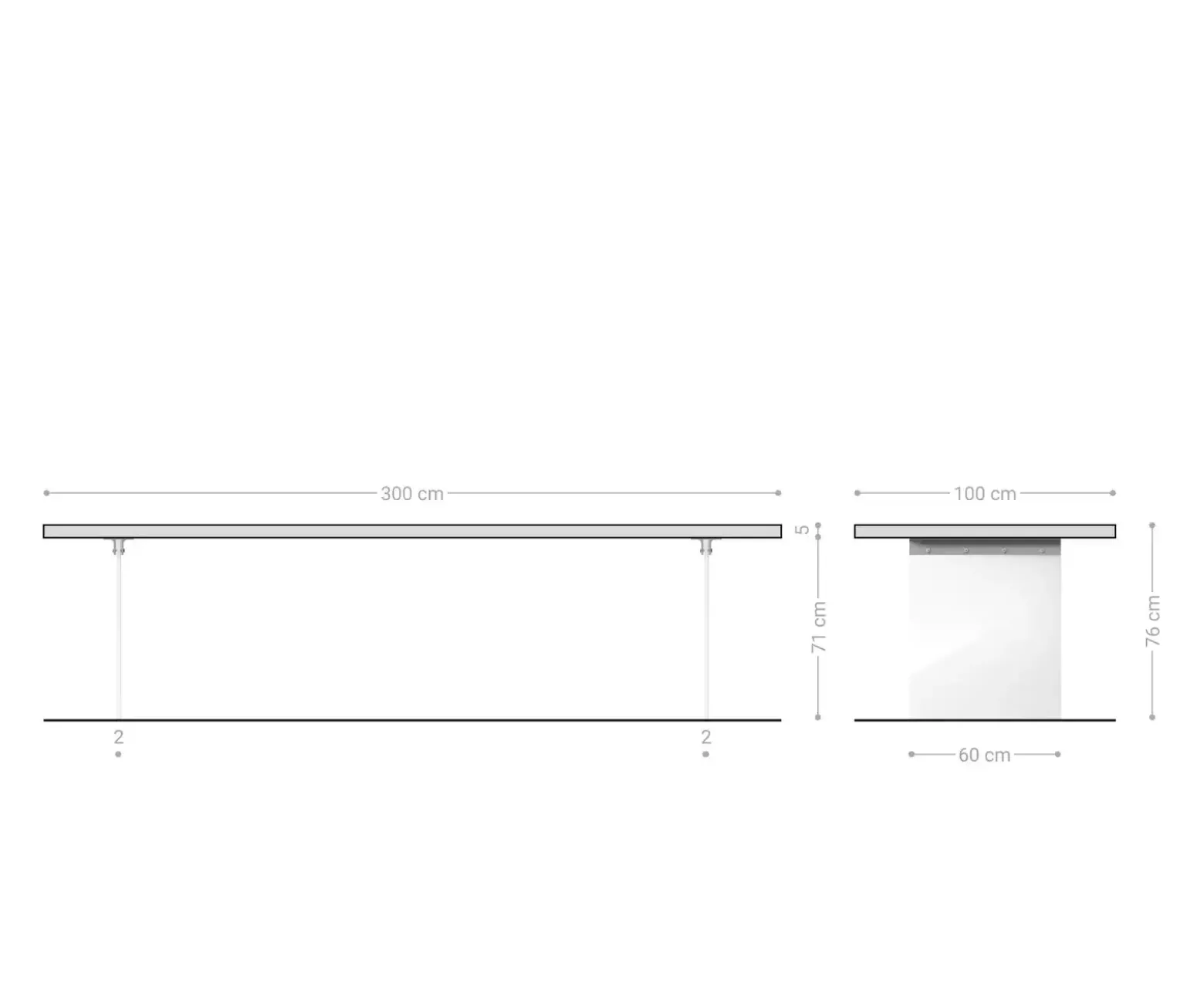 EsstischEdge 300x100 Eiche Natur Glas Versandfertig ca. 14.11.26