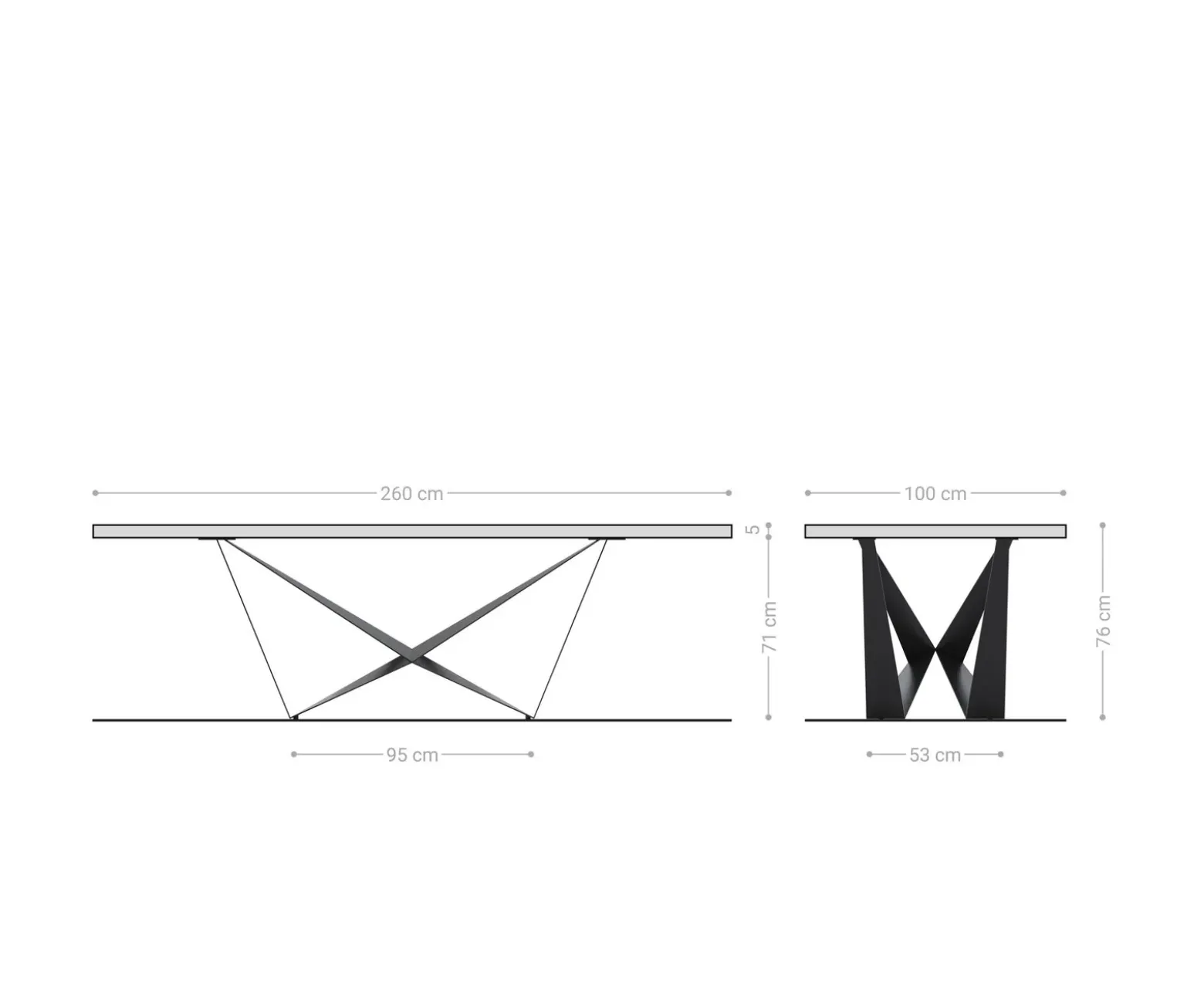 EsstischEdge 260x100 Eiche Natur Spider Flachstahl Schwarz Live- Versandfertig ca. 14.11.26