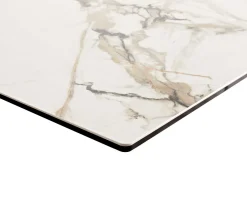 EsstischEdge 200-300x100 Keramik Calacatta Luxe Weiß-Gold-Grau W-Gestell Schwarz ausziehbar Sofort versandfertig