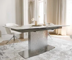 EsstischEdge 180-220x100 Keramik Calacatta Luxe Weiß-Gold-Grau Wave Edelstahl ausziehbar Sofort versandfertig