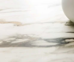 EsstischEdge 180-220x100 Keramik Calacatta Luxe Weiß-Gold-Grau W-Gestell Effektfinish Titan Ausziehbar Sofort versandfertig