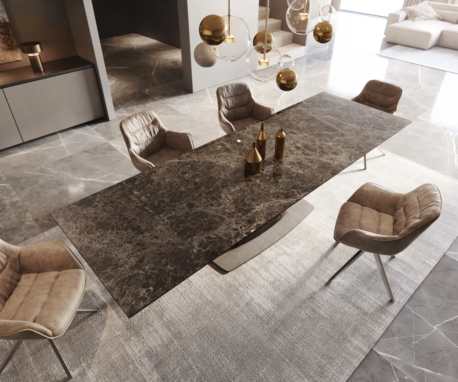 EsstischEdge 200-300x100 Keramik Emperador Extra Lucidato Dunkelbraun Wave Edelstahl ausziehbar Sofort versandfertig